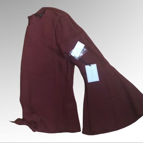 1.State Textured Tie Front Bell Sleeve Top, XS - Picture 5 of 5